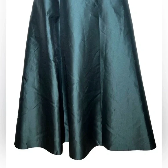 NWT Alfred Sung Hunter Green Strapless Bias Cuff Bodice Satin Gown, Pockets, 14R - Picture 10 of 15
